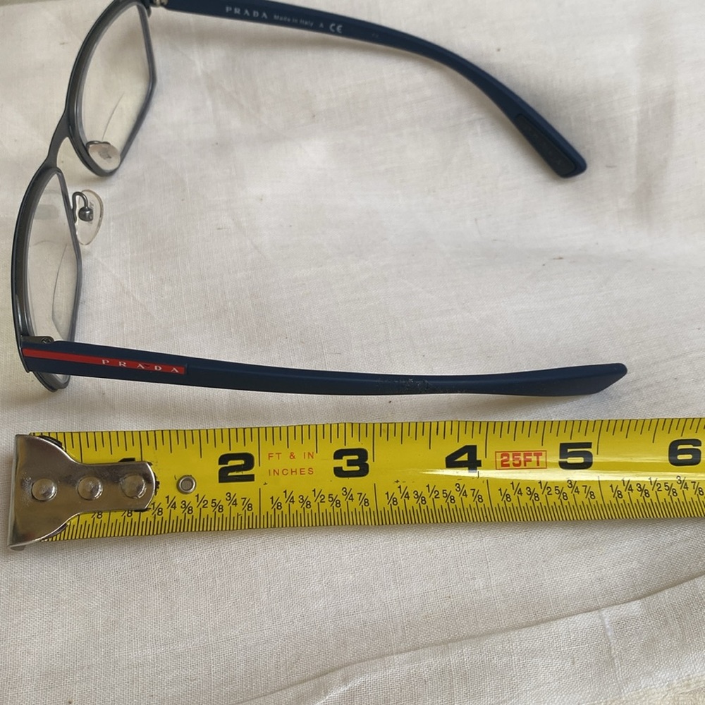 PRADA eye 👁️ glasses UNISEX Italy made light weight nave blue red logo on sides - Picture 12 of 16